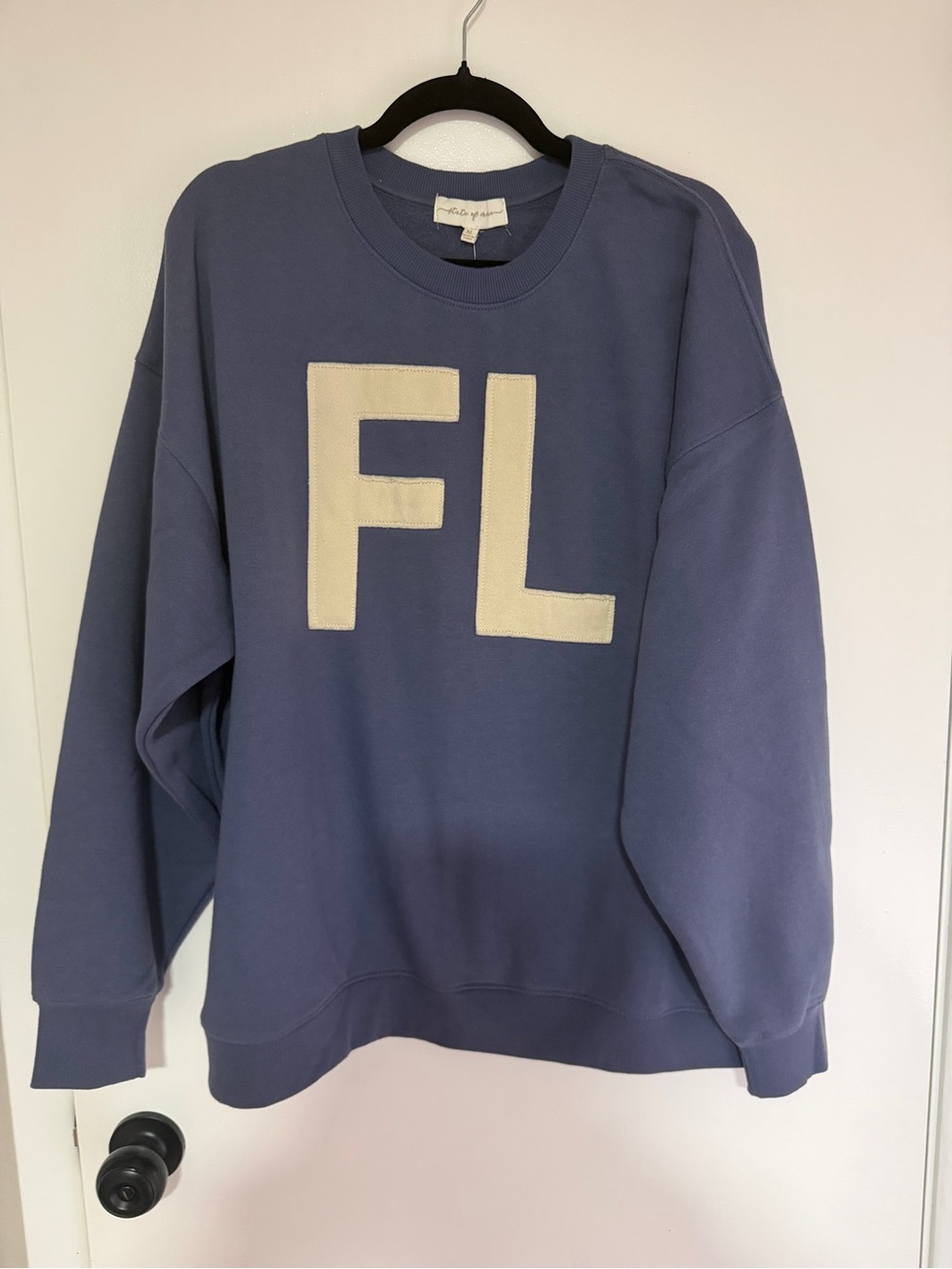 Women’s Blue Sweatshirt with Cream 'FL' Applique